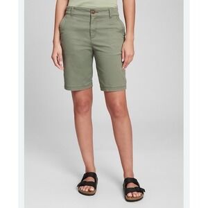 GAP Green High Waisted Bermuda Long 9" Chino Casual Shorts Women Size‎ 10 Summer